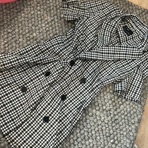 Bershka Black White Plaid Button Up‎ Collared Dress